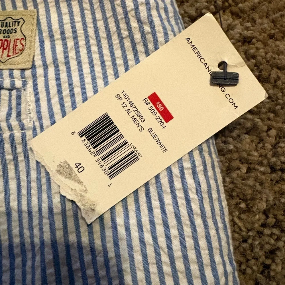 American living men’s sz 40 Classic Striped Men's Shorts blue white NWT